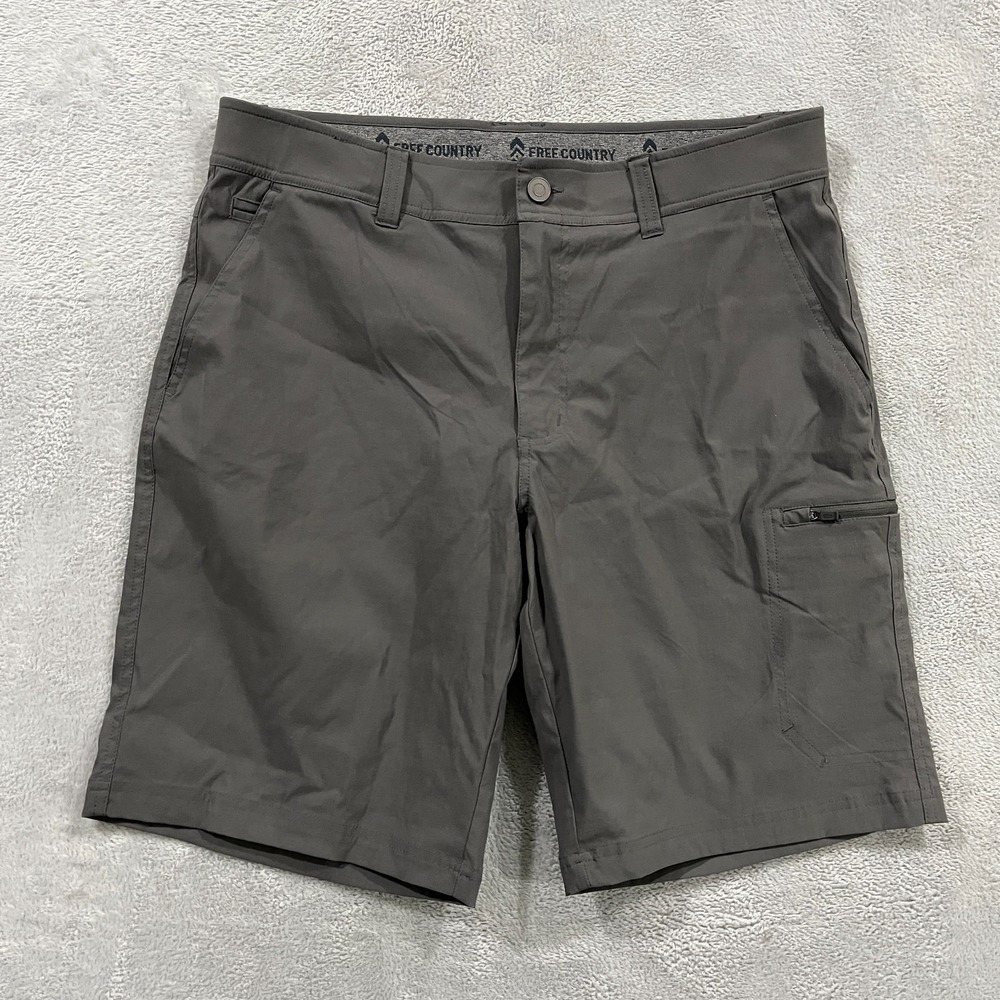 Free Country Casual Shorts Mens 34 Gray Stretch Water Repellent Outdoor Beach